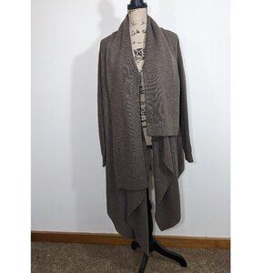 ALLSAINTS Lori Blanket Cardigan in Dark Dawn Brown Asymmetric Wool Cashmere S/M
